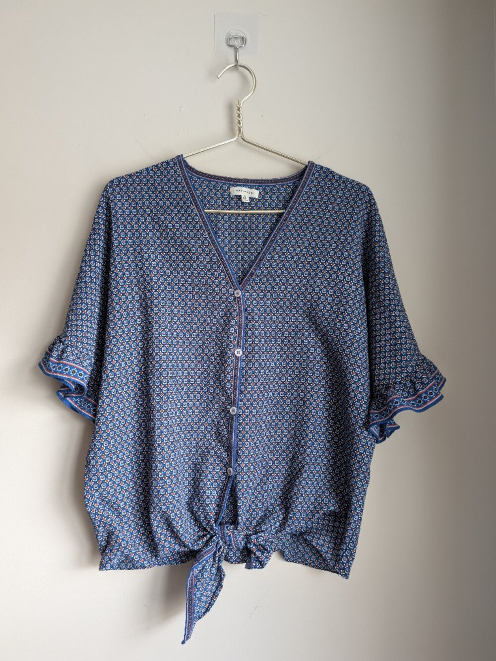Max Studio Crepe Tie Front Blouse